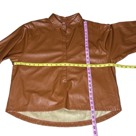 By Anthropologie Faux Leather Popover Top - Picture 16 of 16